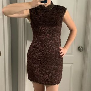 Embroidered Subtle Animal Print Mini Dress